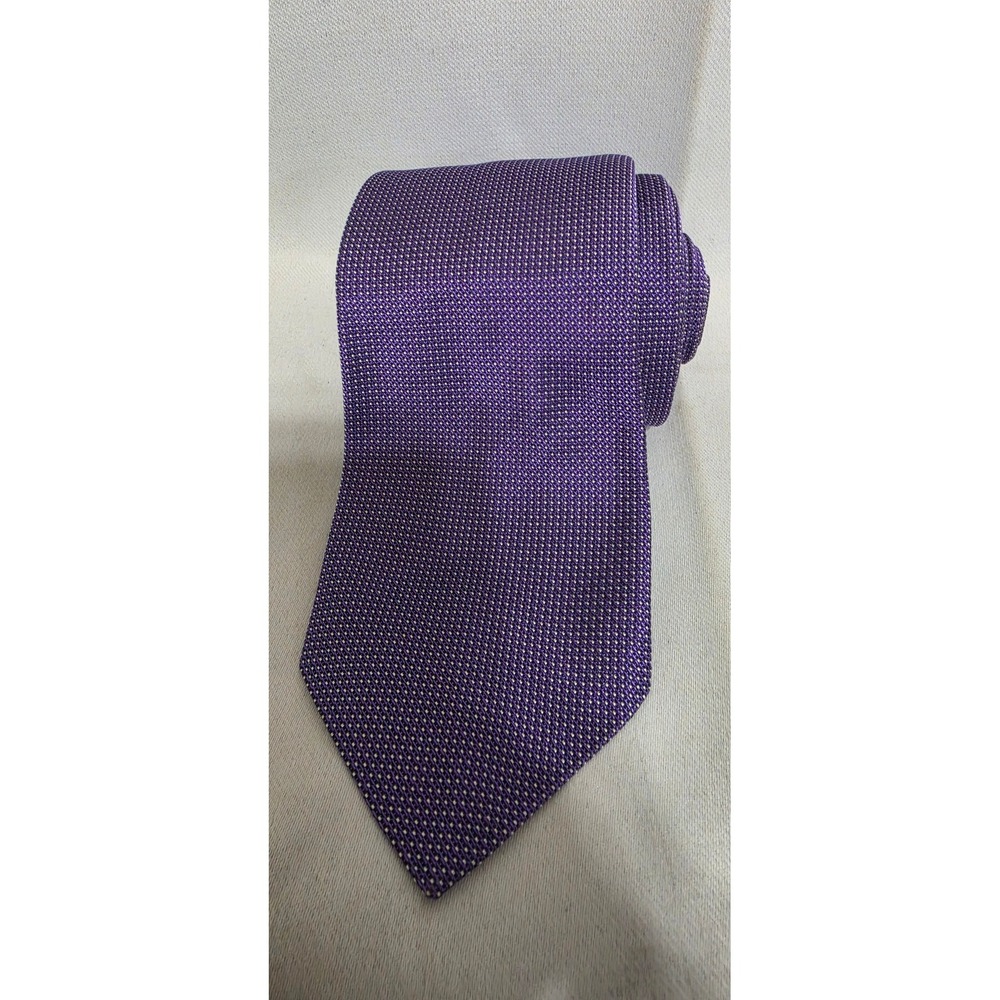 Polo Ralph Lauren Purple Micro Pattern Silk Tie Hand Made in Italy Mens